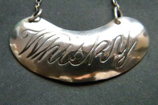 Antique Solid Sterling Silver Whisky Kidney Shaped Decanter Wine Label 1909 photo