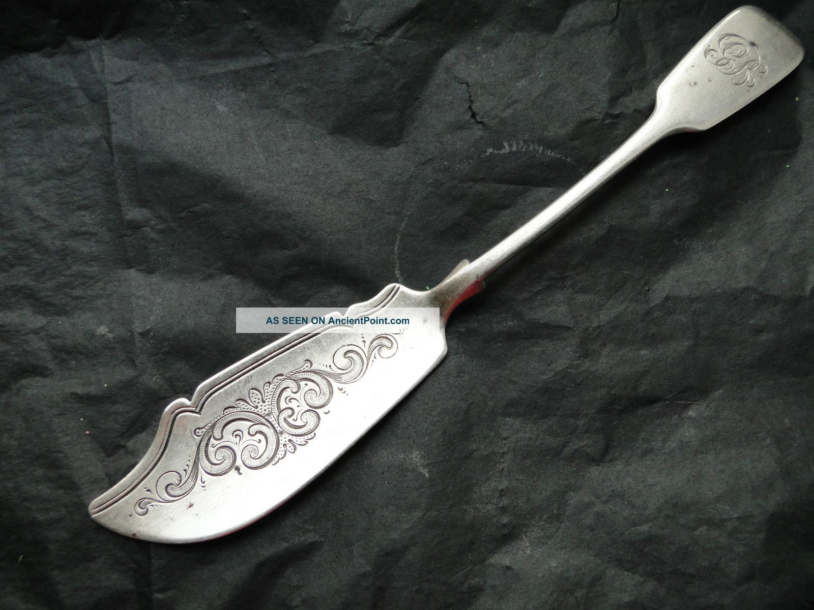 Fiddle Pattern Butter Knife Sterling Silver Vmade In London 1853 By C.  B Other photo