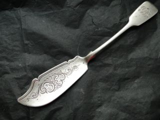 Fiddle Pattern Butter Knife Sterling Silver Vmade In London 1853 By C.  B photo