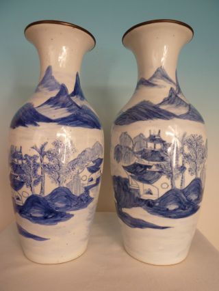 A Very Rare Pair Of Chinese Blue And White Vases,  Made For The Vietnamese Market photo