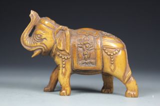 Chinese Handwork Bone Elephant Old Statues photo