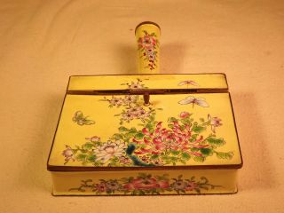 Vintage Chinese Cloisonne Lidded Butler ' S Crumb Box photo