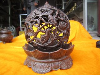 Old Hollow Out Lotus Core Incense Burner,  Bronze Materials photo