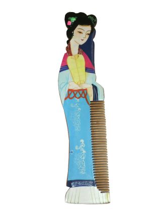 Chinese Hand Painted Lady/beauty Wooden Comb photo