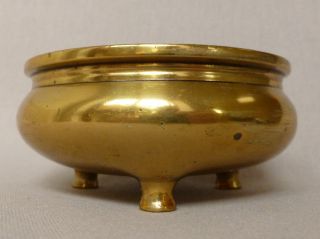 Antique Chinese Bronze Tripod Censer 18th Century Marked To The Base Polished photo