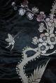 Antique Chinese Black Silk Embroidered Cover Panel Bird Flowers Embroidery Qing Robes & Textiles photo 10