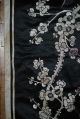 Antique Chinese Black Silk Embroidered Cover Panel Bird Flowers Embroidery Qing Robes & Textiles photo 8