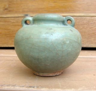 Antique Chinese Asian Ming Dynasty Celadon Crackle Jarlet Vase photo