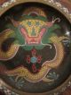 Antique Handmad Early Asian Chinese Cloisonne Brass Dragon Enamel Bowl Vase Old Bowls photo 1