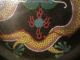 Antique Handmad Early Asian Chinese Cloisonne Brass Dragon Enamel Bowl Vase Old Bowls photo 3