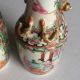 Pair Antique Chinese China Rose Famille Medallion Figure Porcelain Vases 19th C Vases photo 4
