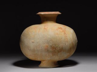 Ancient Chinese Han Dynasty Antique Cocoon Terracotta Jar 200 B.  C. photo