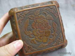 Traditional Chinese Copper Carved Flower Pattern Case / Box photo