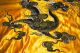 Antique Chinese Yellow Silk Embroidered Wall Hanging Panel Dragon Embroidery Robes & Textiles photo 1