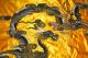 Antique Chinese Yellow Silk Embroidered Wall Hanging Panel Dragon Embroidery Robes & Textiles photo 2