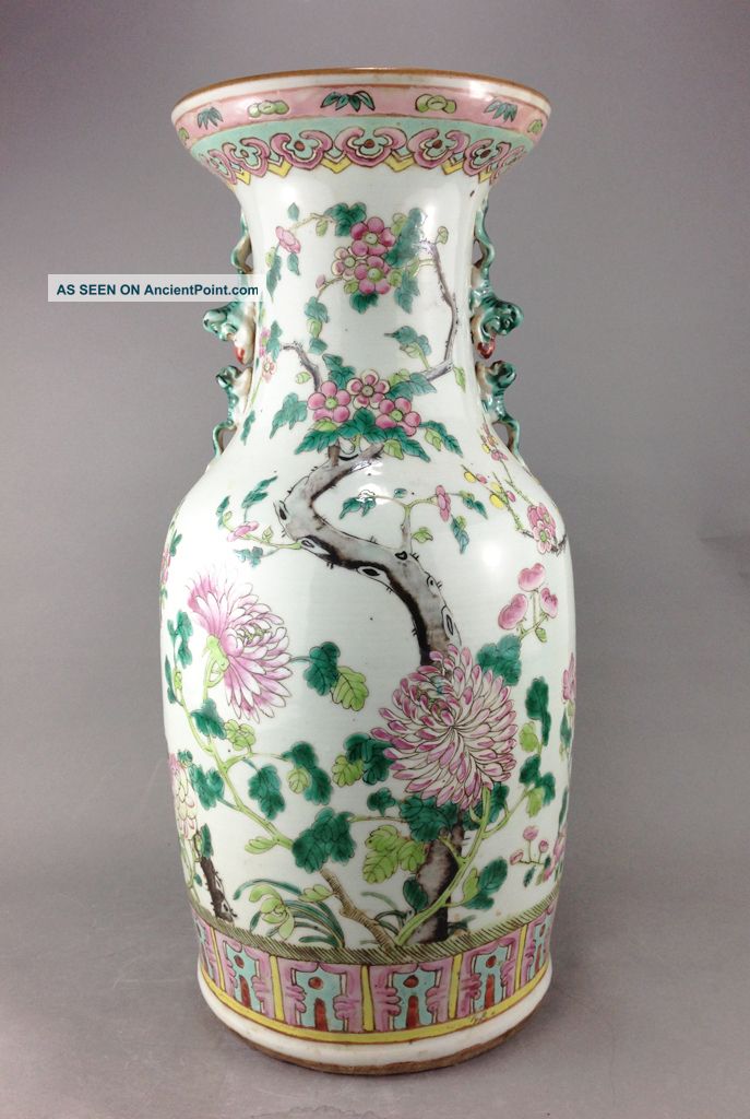 A Large/fine Chinese 19c Famille Rose Tree And Flowers Vase - Tongzhi Vases photo