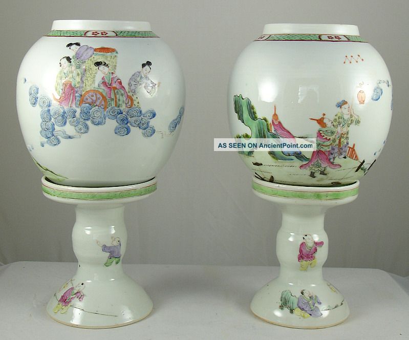 Rare Pr.  18c 19c Chinese Eggshell Porcelain Wedding Lamps Lanterns Candleholders Other photo