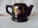 Antique Black Porcelain Steeping Tea Pot With Hand Painted Enamel Decor Tea Caddies photo 1