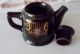 Antique Black Porcelain Steeping Tea Pot With Hand Painted Enamel Decor Tea Caddies photo 4