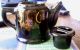 Antique Black Porcelain Steeping Tea Pot With Hand Painted Enamel Decor Tea Caddies photo 6