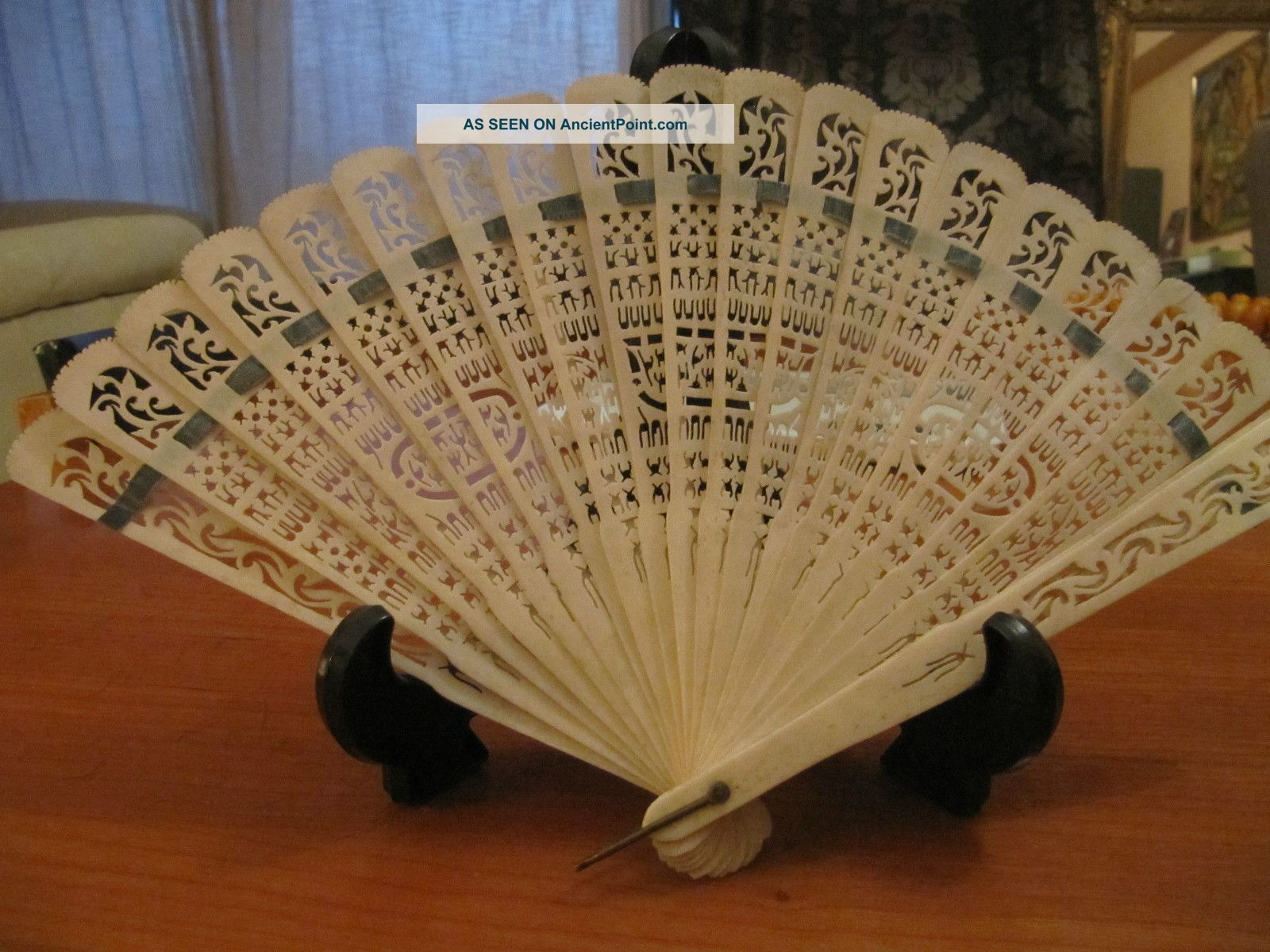 Antique Chinese Export Carved Cantonese Fan Other photo