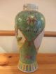 Antique 19th C Chinese Republic Porcelain Famille Rose Verte Vase Vases photo 3