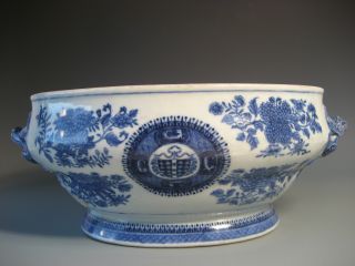 Chinese Export Fitzhugh Tureen W/ Armorial Decor At Either Side Ca.  18th Century photo