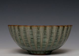 Chinese Song Dynasty Antique Guan Kiln Porcelain Green Glaze Bowl 5glt photo