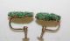 Antique Art Deco Chinese 14k Gold Rich Green Jadeite Jade Screw Backs Earrings Other photo 2