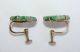 Antique Art Deco Chinese 14k Gold Rich Green Jadeite Jade Screw Backs Earrings Other photo 3