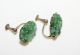 Antique Art Deco Chinese 14k Gold Rich Green Jadeite Jade Screw Backs Earrings Other photo 4