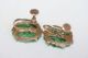 Antique Art Deco Chinese 14k Gold Rich Green Jadeite Jade Screw Backs Earrings Other photo 5
