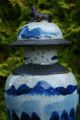 Antique (32cm) Chinese Crackle Glaze Blue & White Lidded Vase - With Mark Vases photo 4