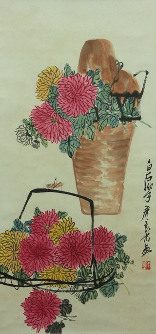 Jiku1199 Jc China Scroll Flower Qi Baishi photo