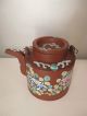 Very Fine Antique Chinese Yixing Clay Teapot With Enamel Docoration Teapots photo 1