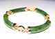 Stunning Vintage Chinese Art Deco Gold Gilded Spinach Jade Bracelet Cat Resq Bracelets photo 2