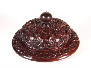 Amazing 18c Chinese Carved Rosewood Lid,  Cover,  Stand 9 