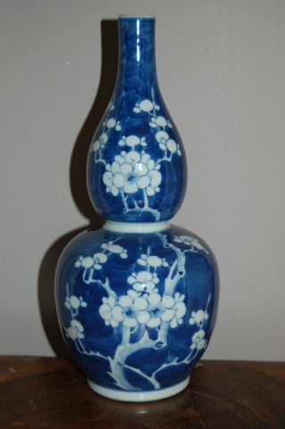 Antique Chinese Prunus Double Gourd Vase - 19thc photo
