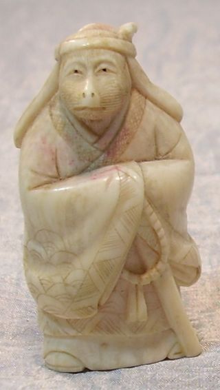 From Estate Detailed Signed Netsuke With Robe 2 Inches Tall photo