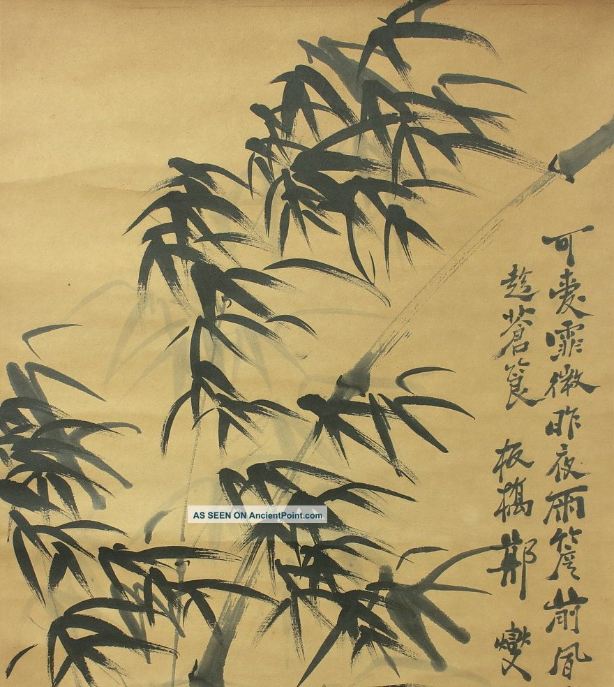 Jiku1189 Jt China Scroll Bamboo　鄭板橋 Paintings & Scrolls photo