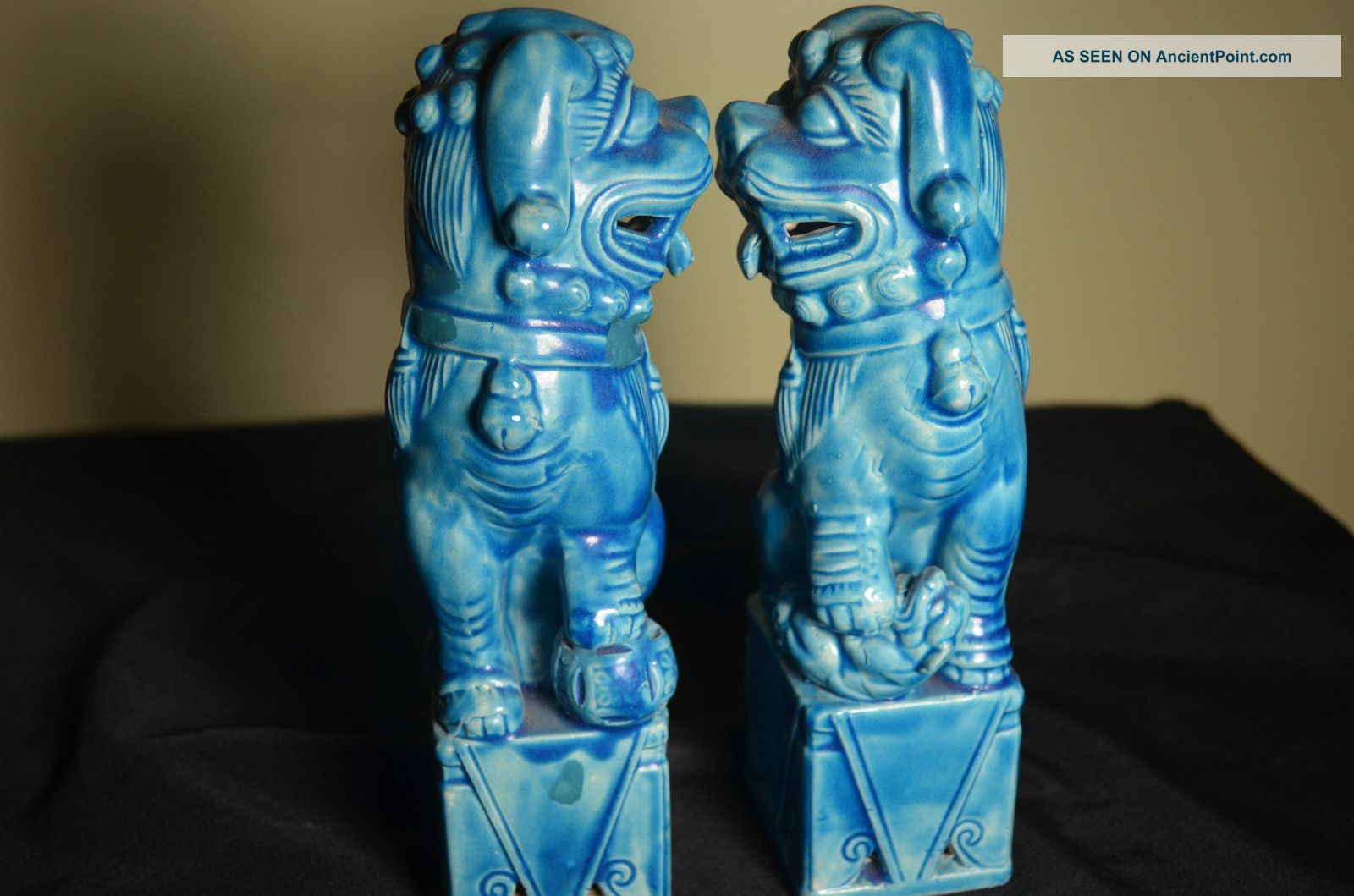 Pair Chinese Turquoise/blue Glazed Porcelain Foodog/fu Lion Other photo