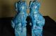 Pair Chinese Turquoise/blue Glazed Porcelain Foodog/fu Lion Other photo 1