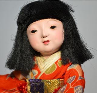 Japanese Old Ichimatsu Shishimai Daincing Girl Gofun Doll photo
