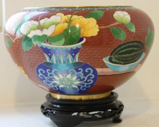 Vintage Chinese Cloisonne Fish Bowl Larg Bowl 10 