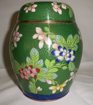 Very Fine Chinese Cloisonne Tea Caddy / Ginger Jar. ,  Circa 1920 photo