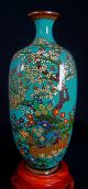 Very Fine Antique Silver Wire Japanese Meiji Golden Age Cloisonne Vase Signed Vases photo 9