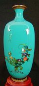 Very Fine Antique Silver Wire Japanese Meiji Golden Age Cloisonne Vase Signed Vases photo 4
