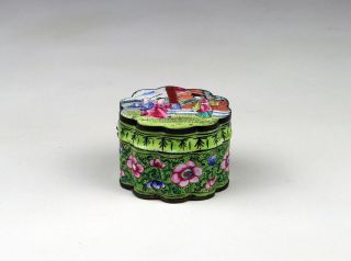 Small Antique Chinese Late Qing Famille Rose Enamel On Copper Box photo