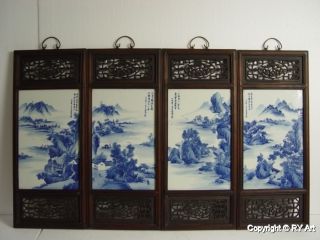 Set Chinese Blue White Porcelain Plaques Screens 30 
