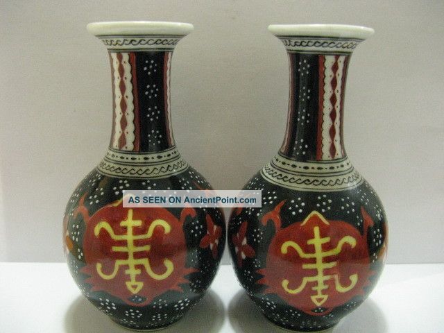 A Pair Rare China Rose Porcelain Vase Vases photo